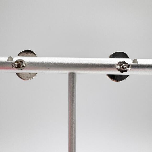 Mother Of Pearl MOP Oval Cabochon Silver Bezel Stud Earrings Southwestern Tribal - Picture 11 of 16